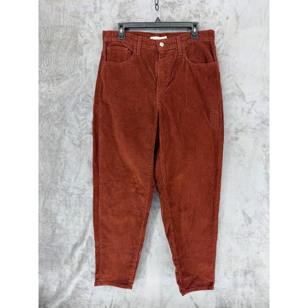 Levis High Waisted Mom Jean Corduroy Rust Brown Tapered Pants Womens‎ 32